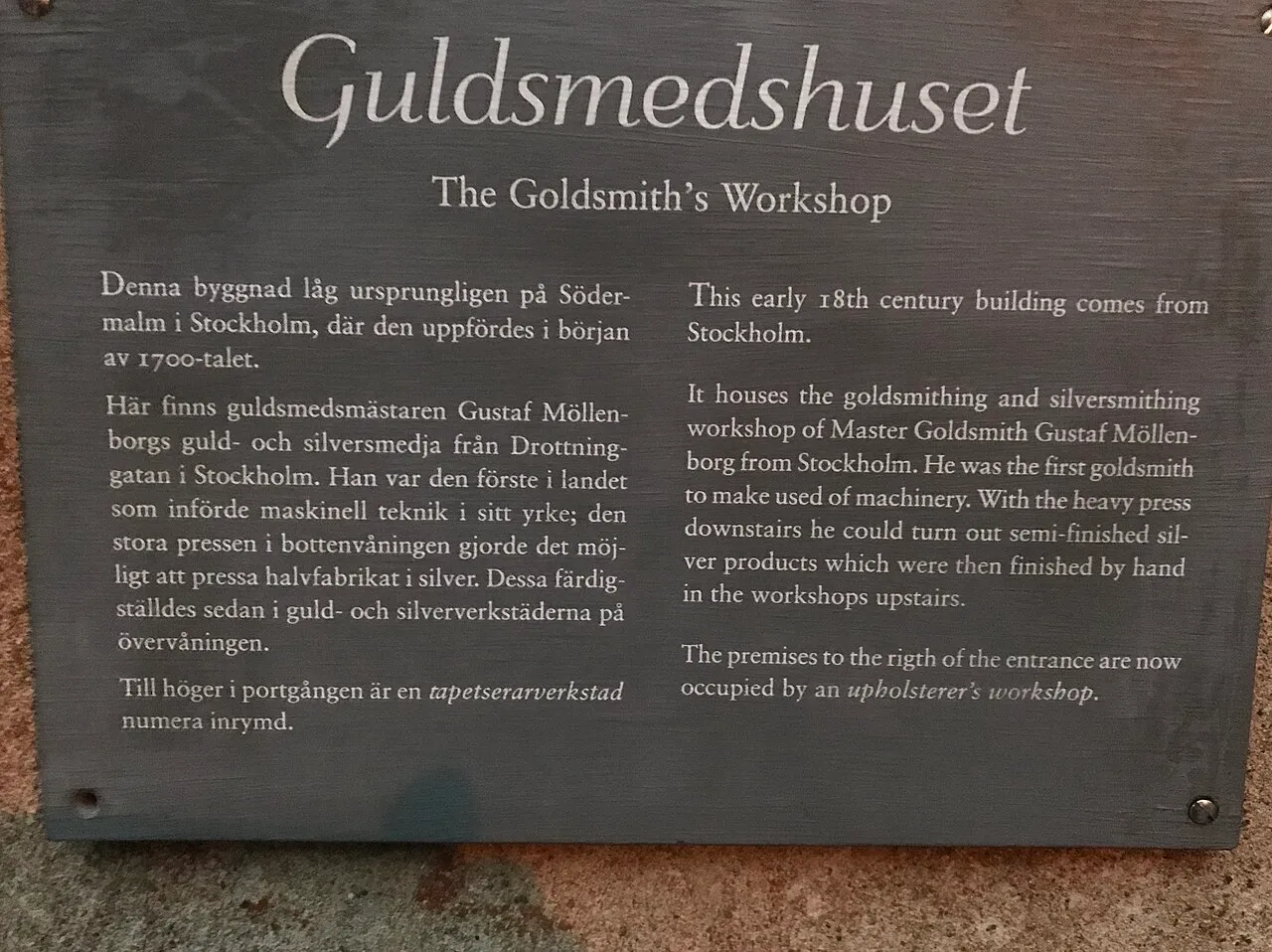 Guldsmedshuset, Skansen